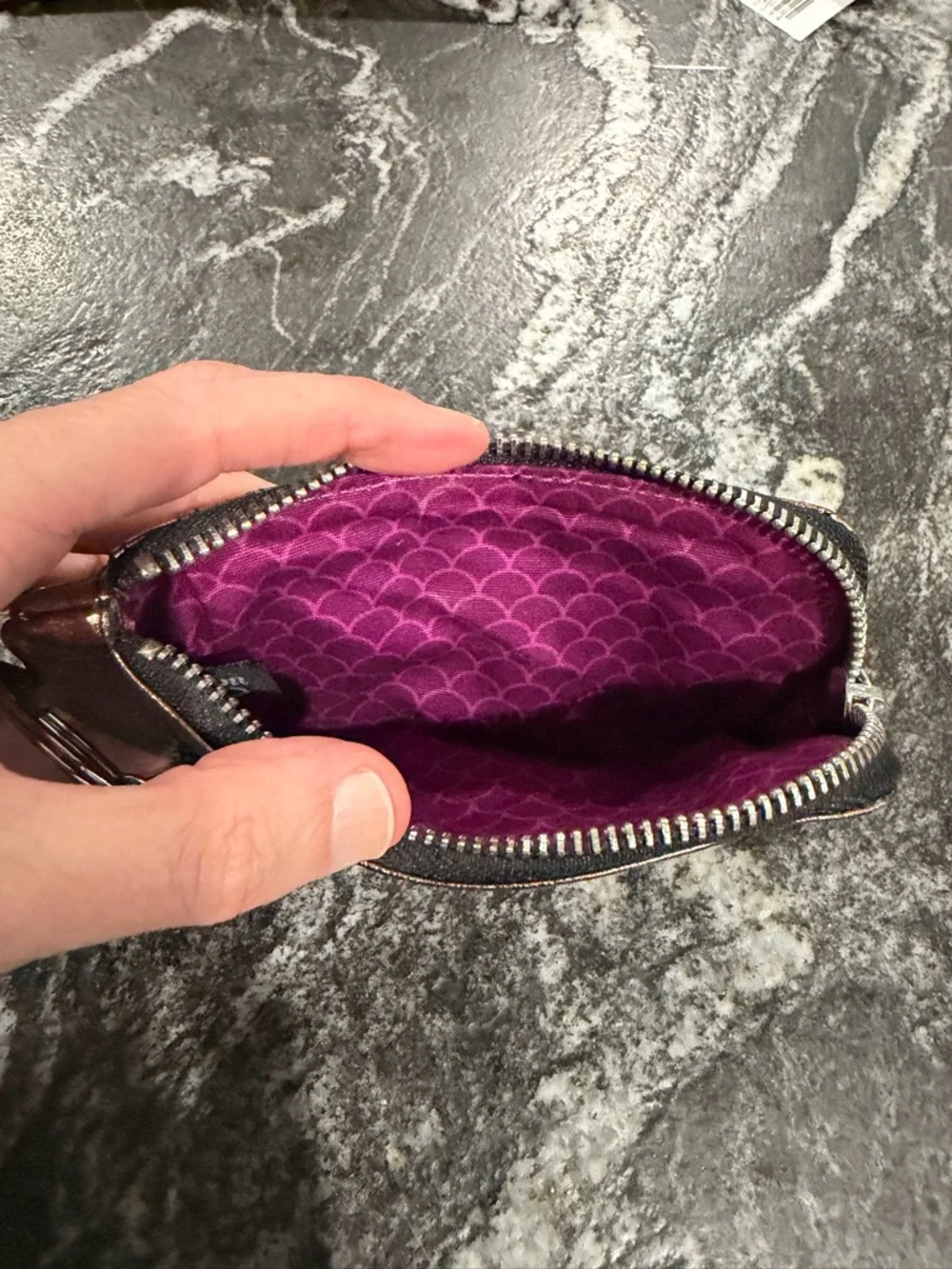 Brighton Metallic Bronze and Fuchsia Zip ID/Card Wallet